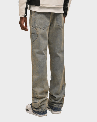 Stone-wash Moto Denim