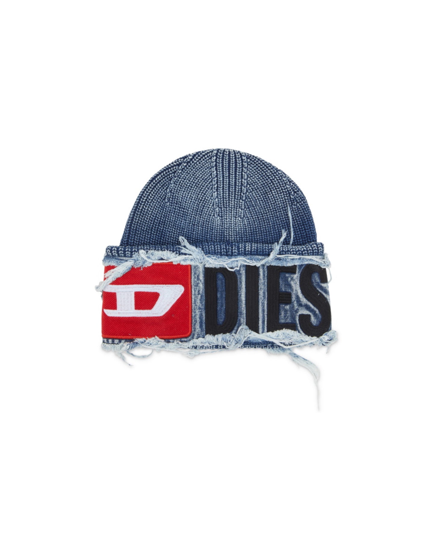 Distressed Denim Patch Beanie