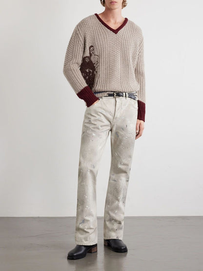BURNT PAINT-SPLATTER STRAIGHT LEG DENIM