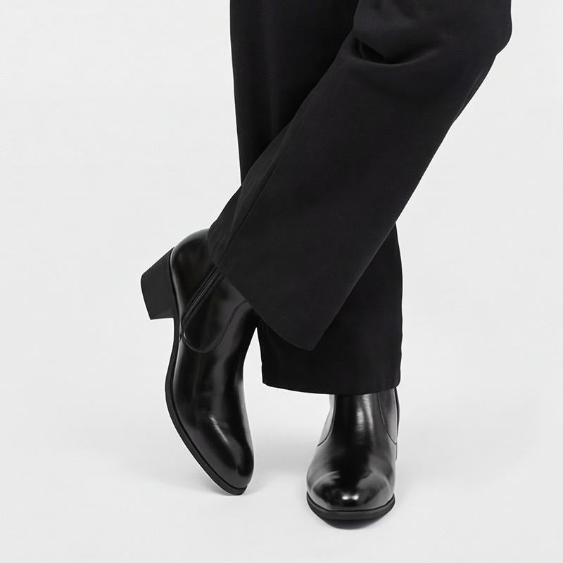 Leather Chelsea Heel Boots