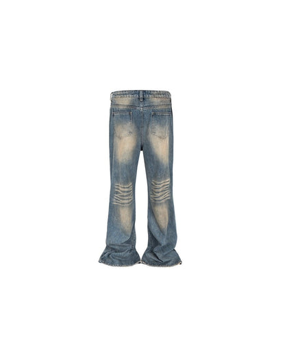 Distressed Flare Jeans — Dust Blue