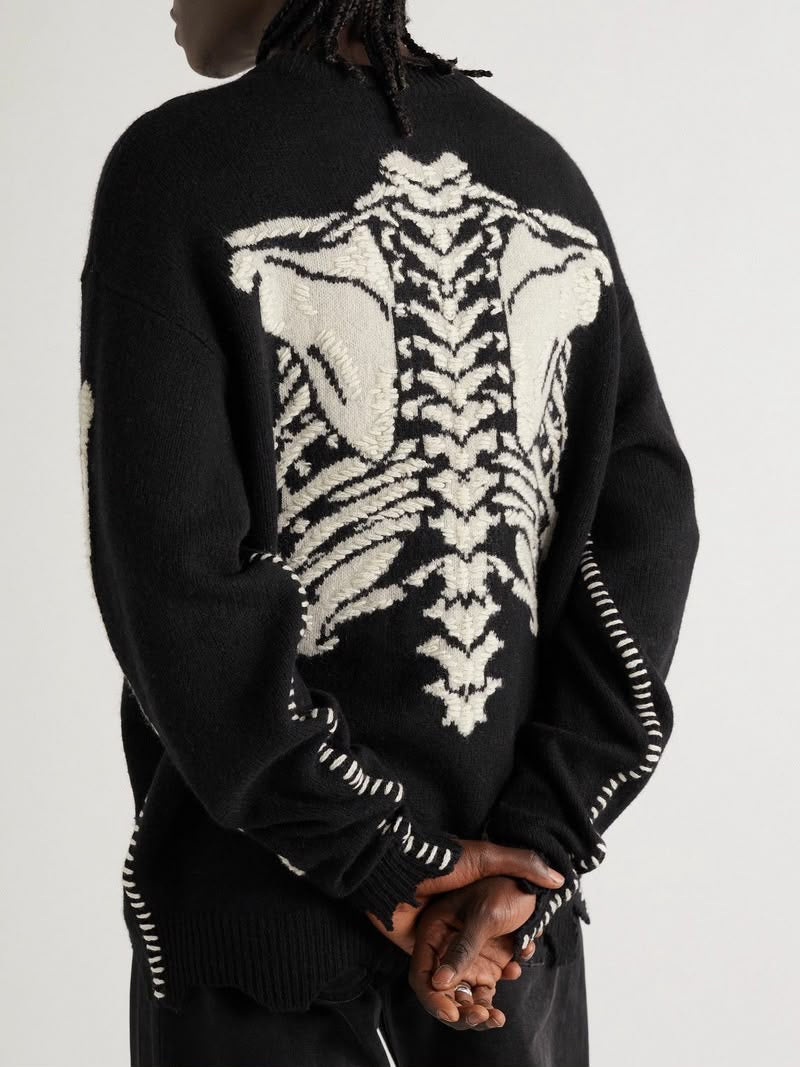 Distressed Bone Knit Sweater