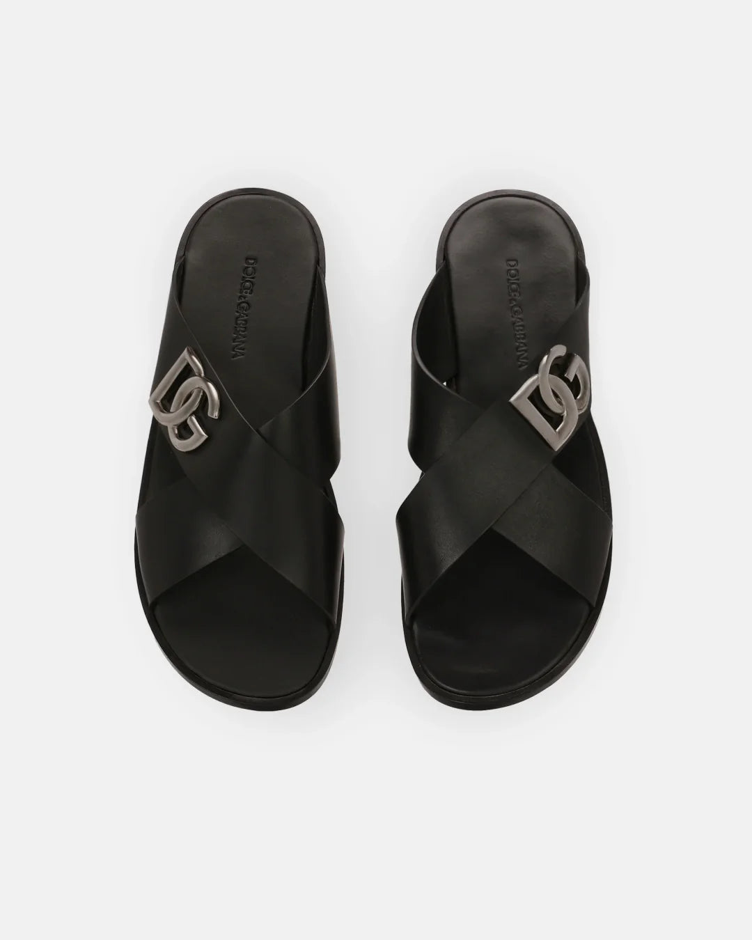 D & G Calfskin Sandals with Metal DG Logo