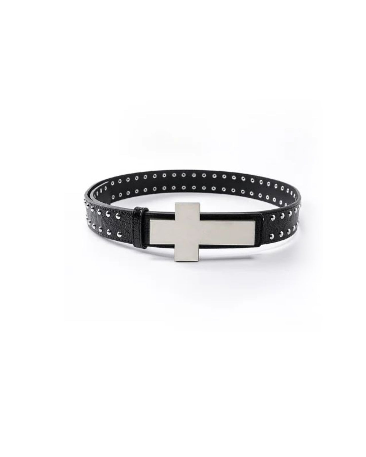 Cross Studded Leather Belt