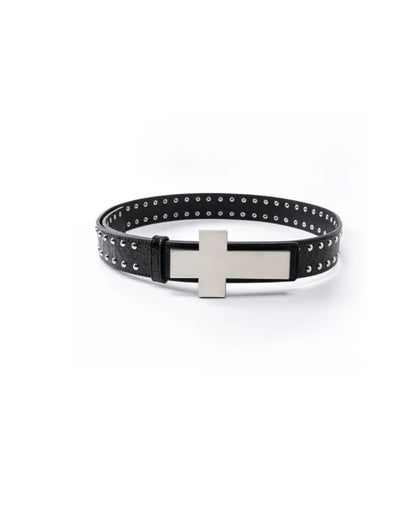 Cross Studded Leather Belt
