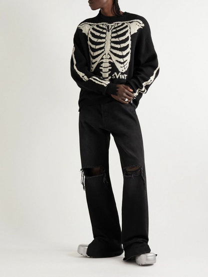 SVINT Distressed Bone Knit Sweater