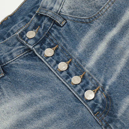Washed Straight-Leg Denim