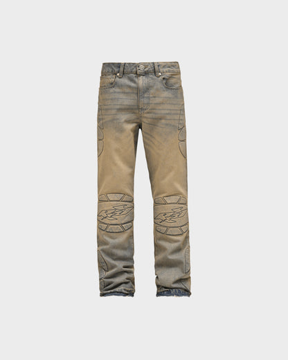 Stone-wash Moto Denim