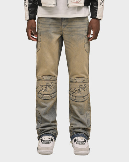 Stone-wash Moto Denim