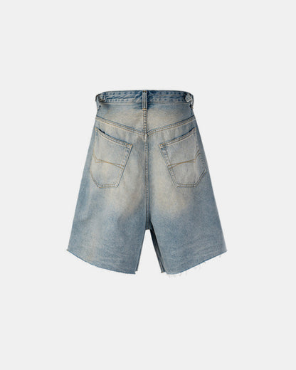 Cut Hem Skater Denim Shorts