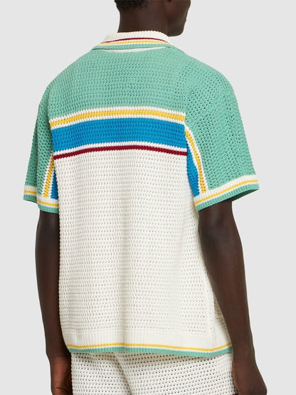 Casa Crocheted Cotton Tennis Shirt