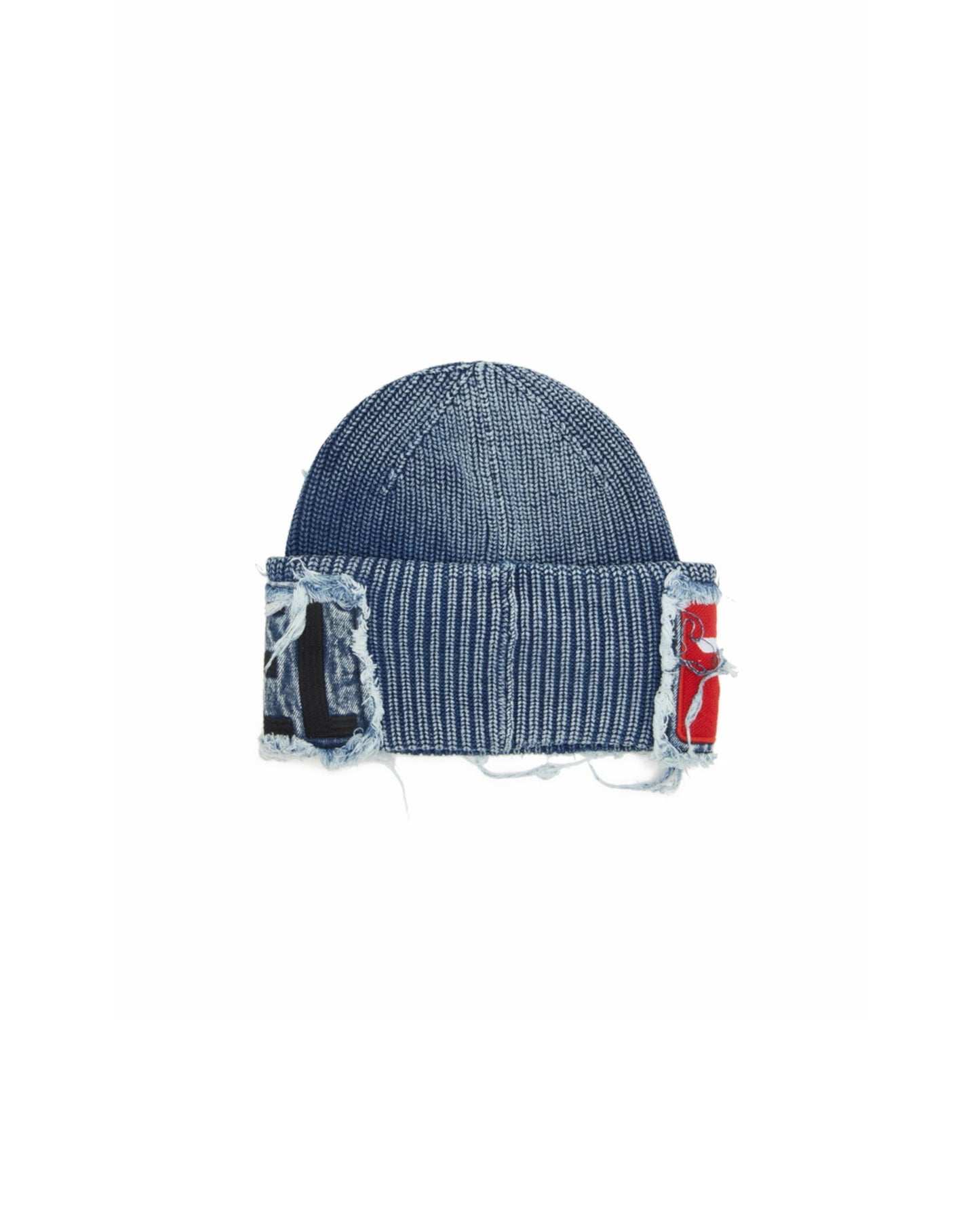 Distressed Denim Patch Beanie