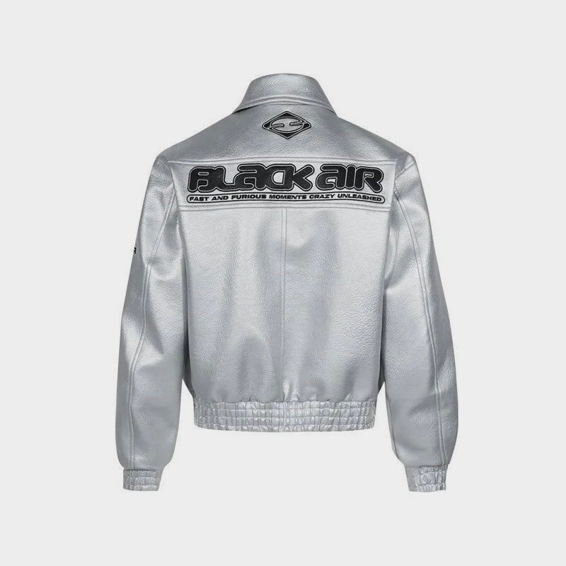 Black Air Leather Jacket in Chrome