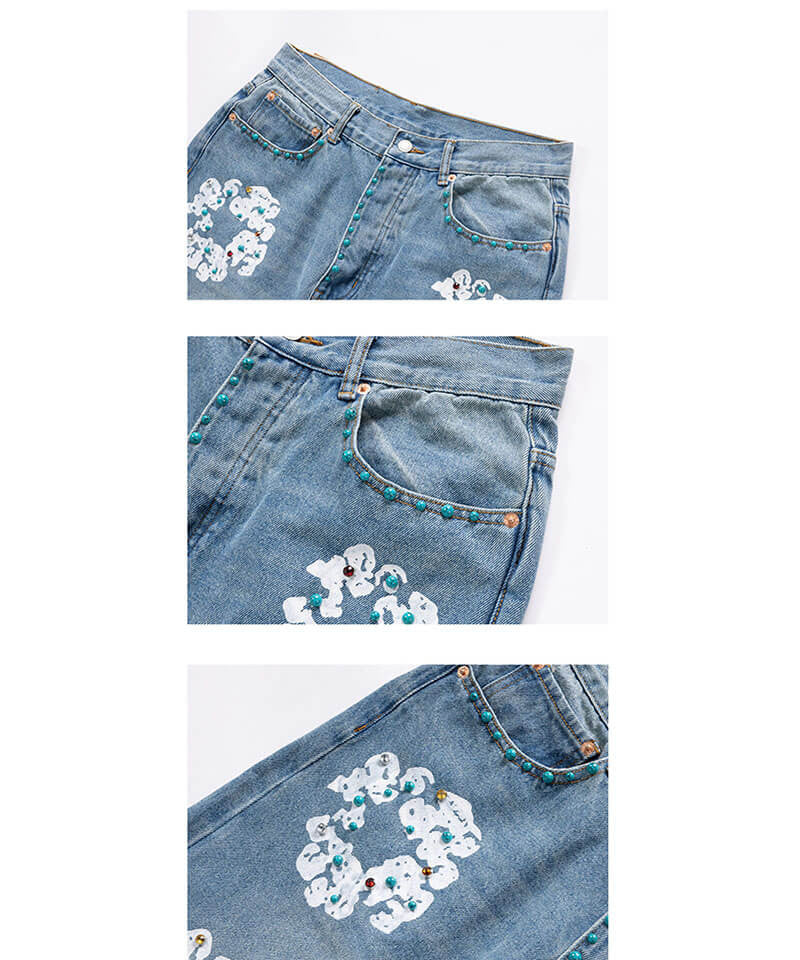 COTTON WREATH RHINESTONE JORTS