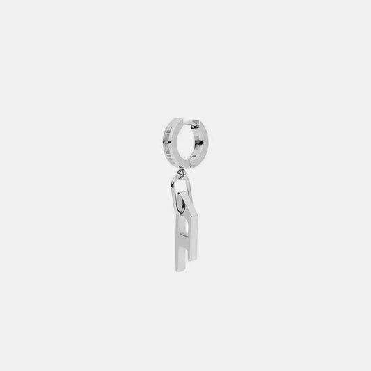 Diesel Logo Charm Hoop Earring