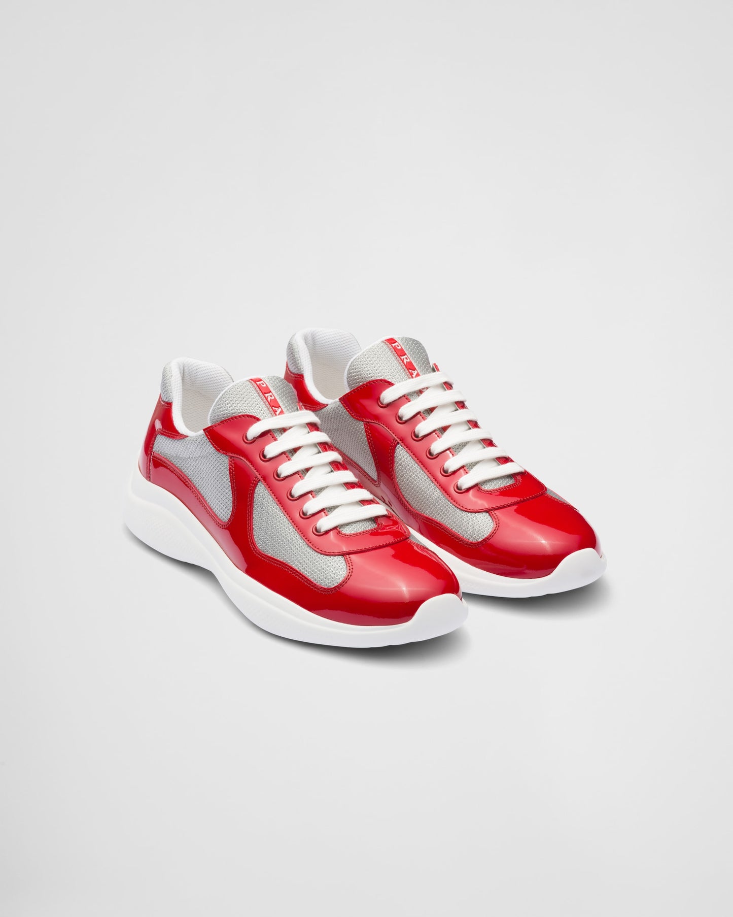 Prada Leather Lace-Up Sneakers - Rouge