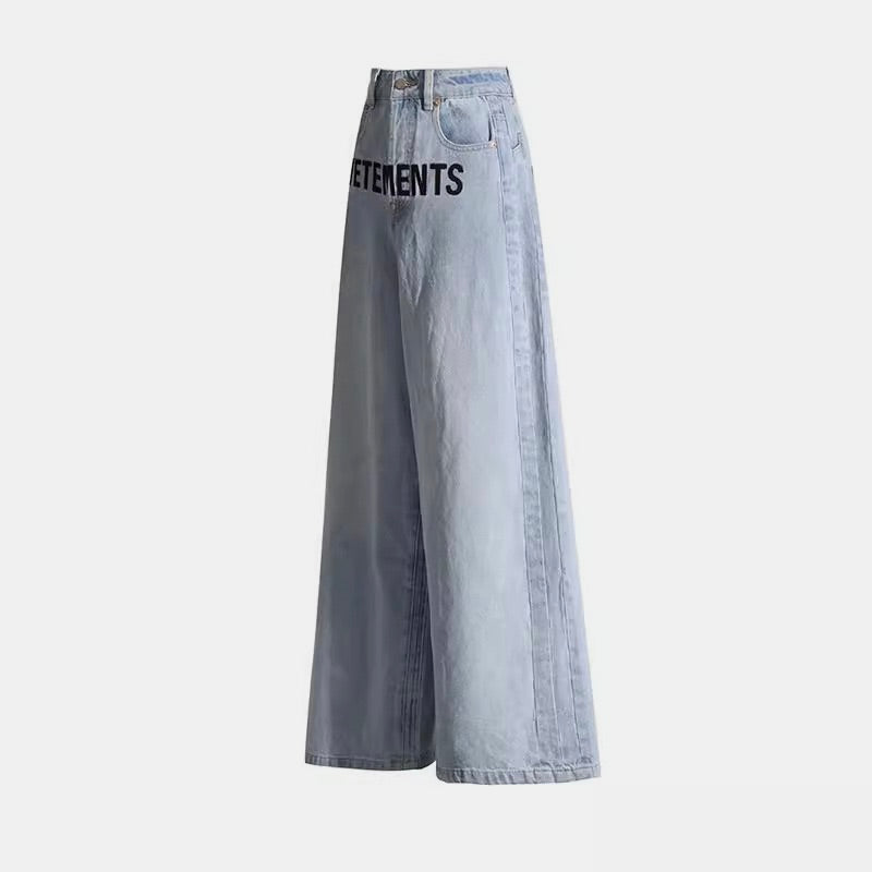 VETEMENTS Blue Logo-Embroidered Wide-Leg Jeans