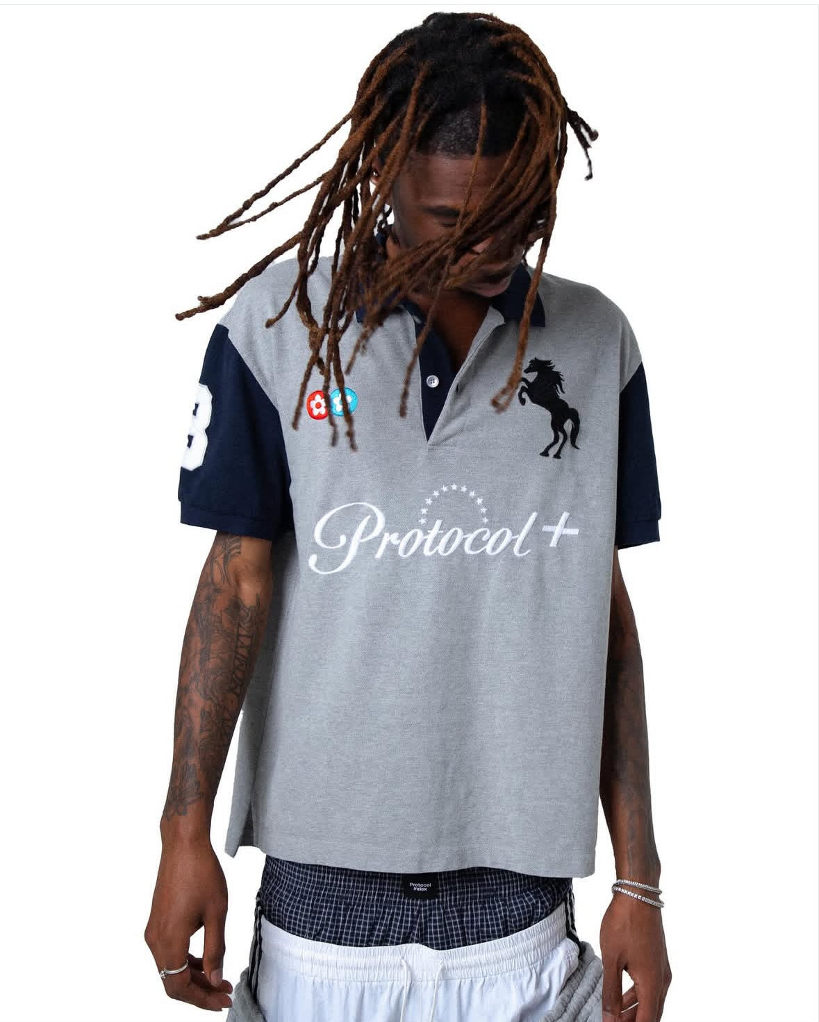 VTP PANELED PIQUE SHIRT - MELANGE GREY