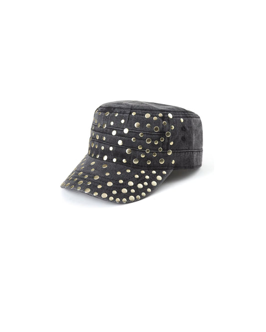 STUDDED DENIM FIELD CAP