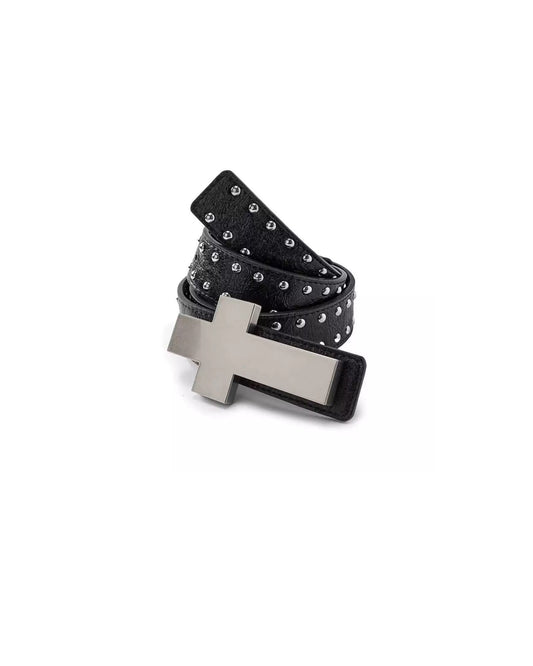 Cross Studded Leather Belt