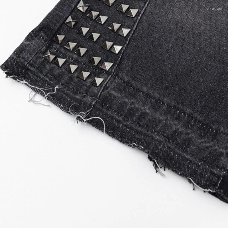 Studded Flare Denim Pants – Soot