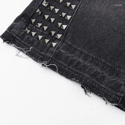 Studded Flare Denim Pants – Soot