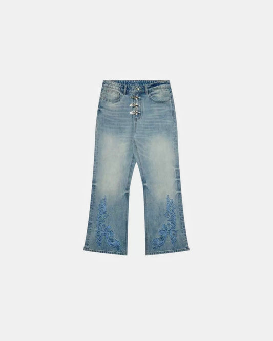 Hooked Embroidered Denim Pants