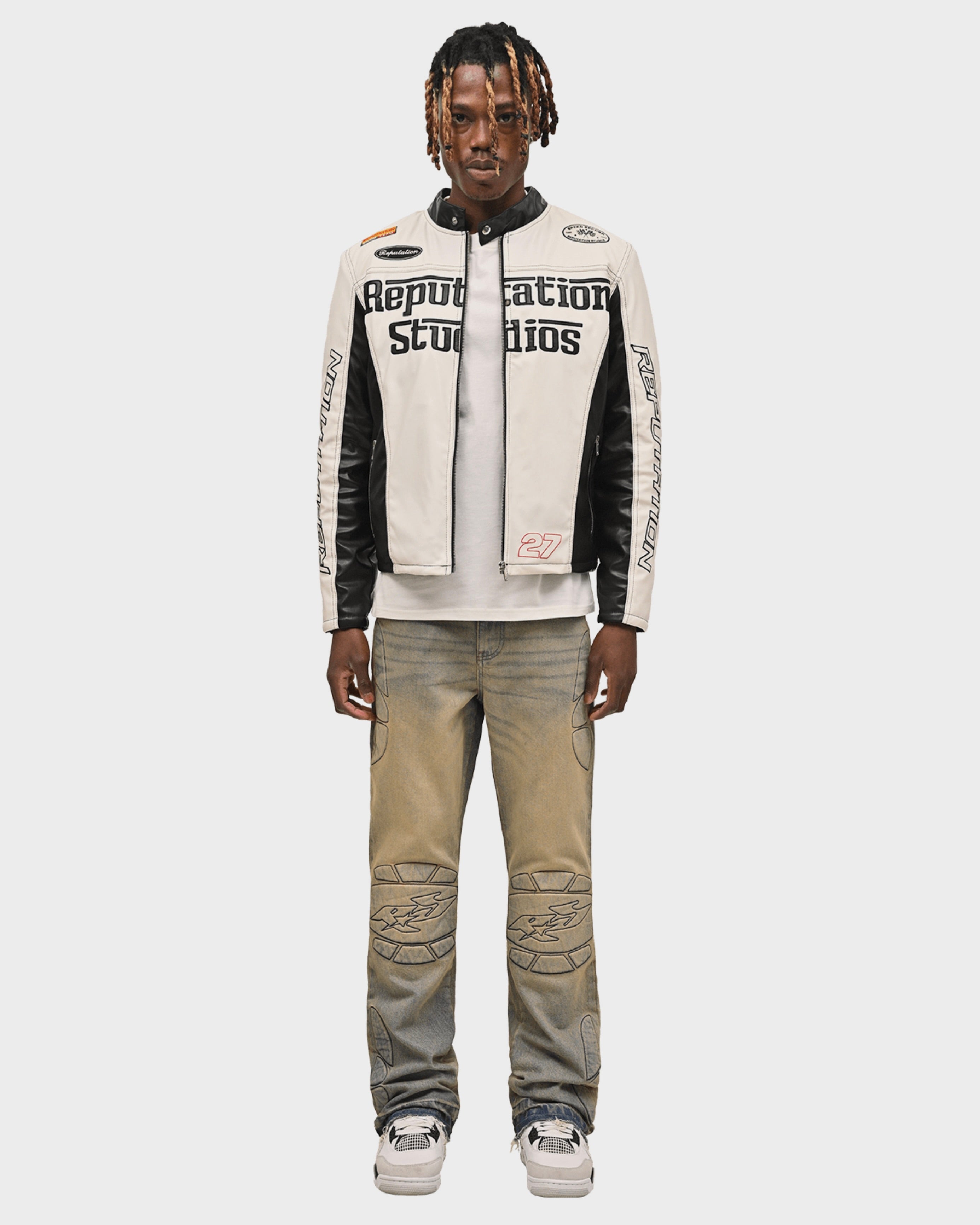 Stone-wash Moto Denim Jeans – TUG OF LOOKS