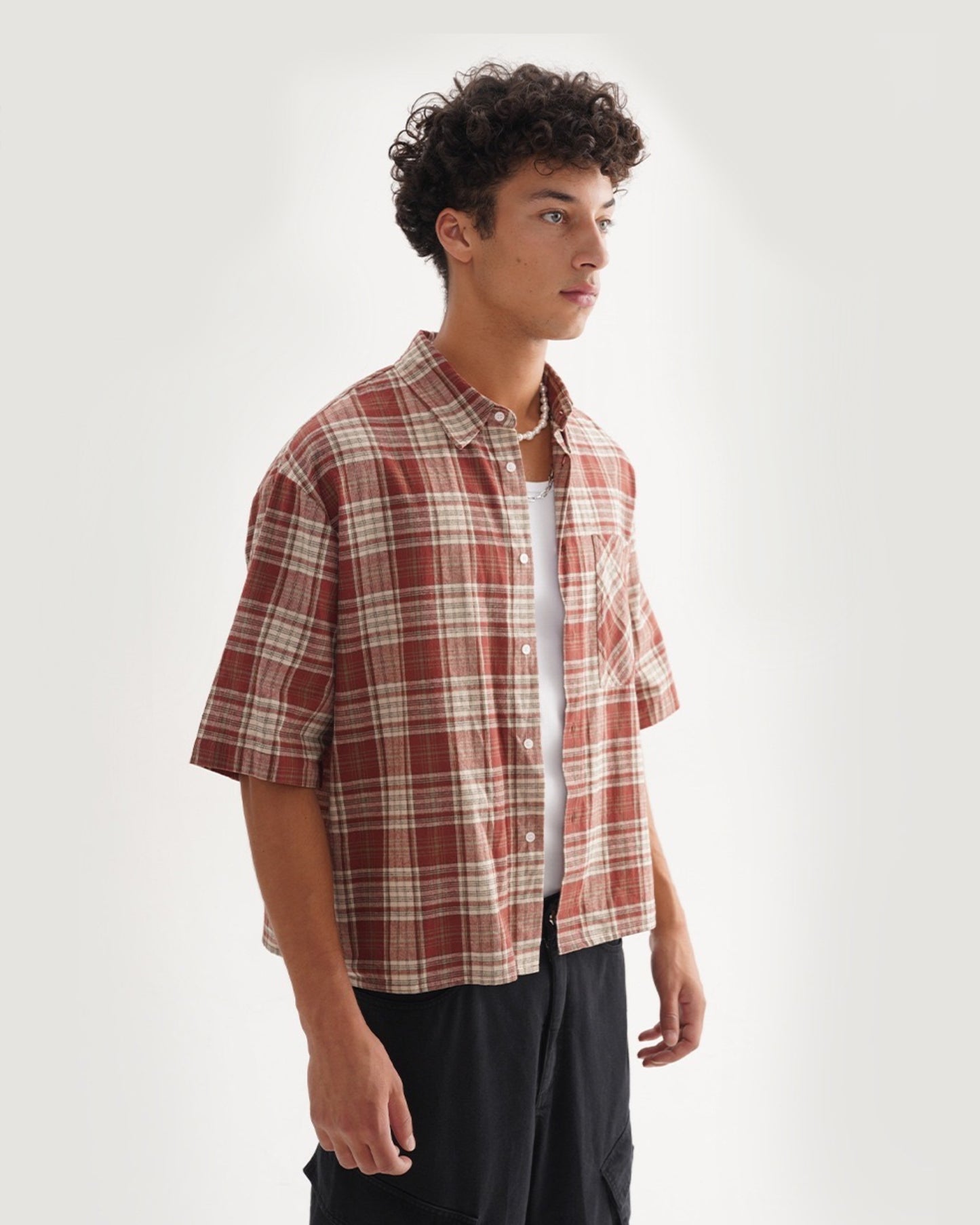 Boxy Fit Plaid Crop Shirt