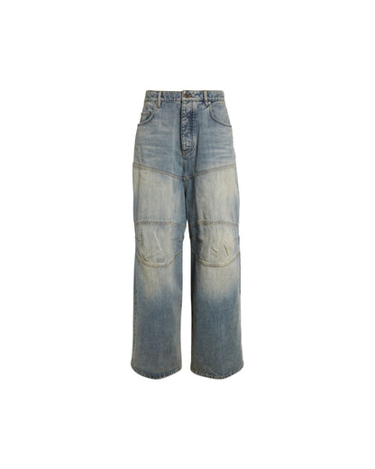Panel Washed Wide-Leg Denim