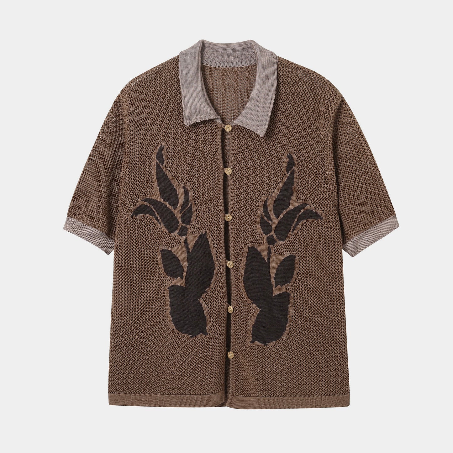 Unisex Knitted Shirt In Brown