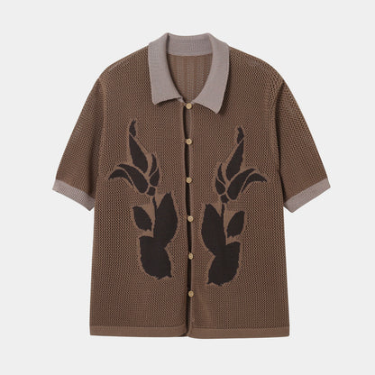 Unisex Knitted Shirt In Brown