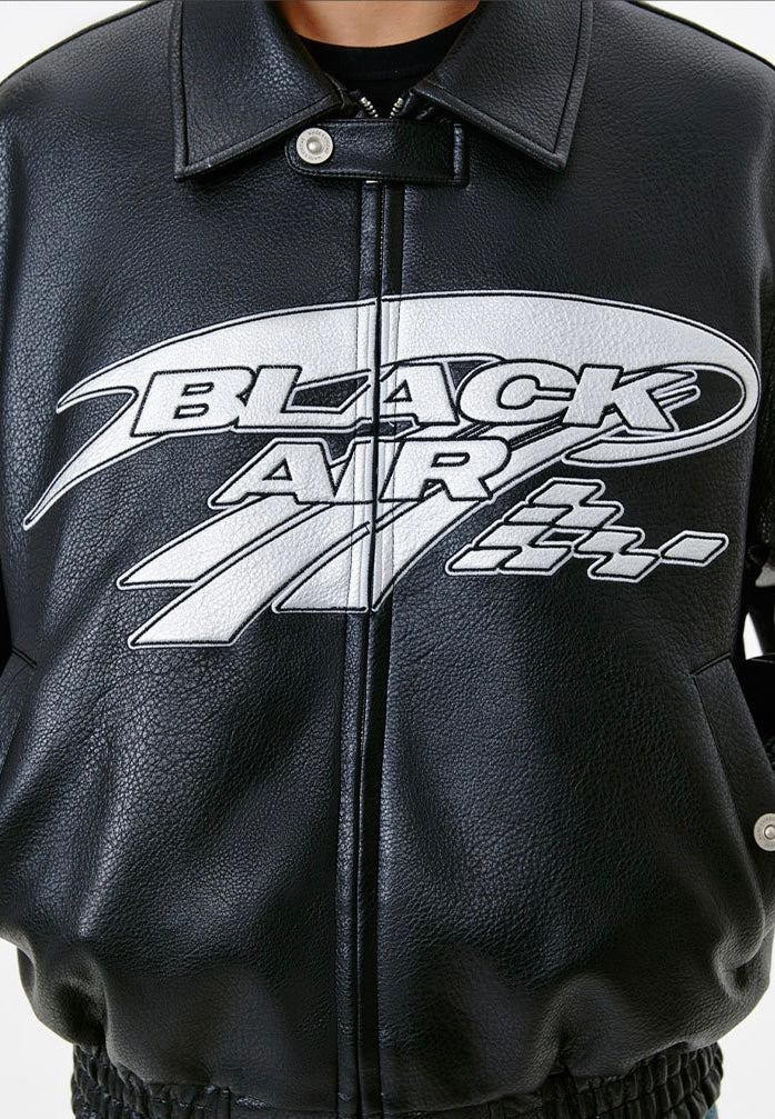 Black Air Leather Jacket in Black