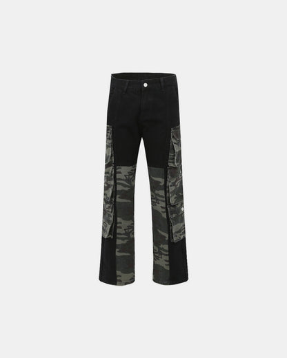 Divide Line Camo Panel Jeans