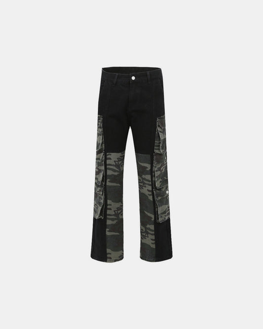 Divide Line Camo Panel Jeans