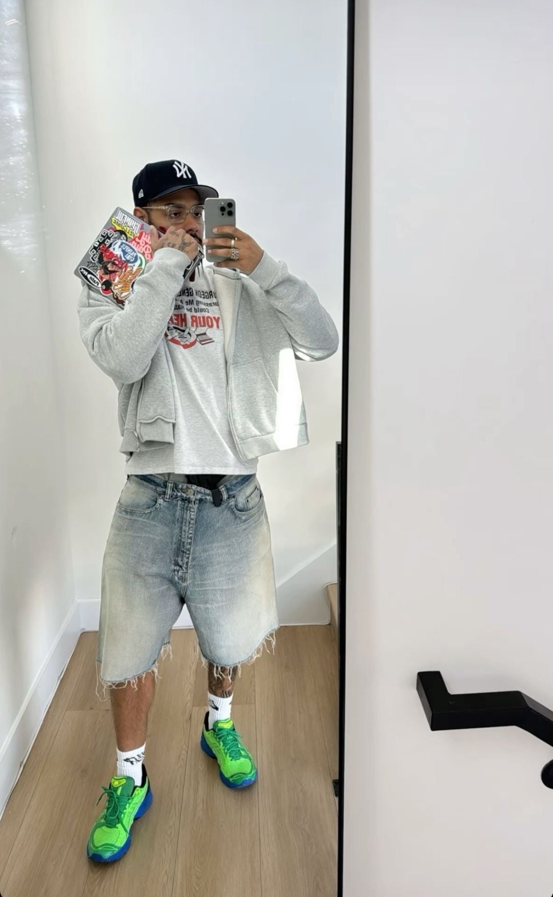 Cut Hem Skater Denim Shorts