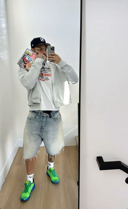Cut Hem Skater Denim Shorts