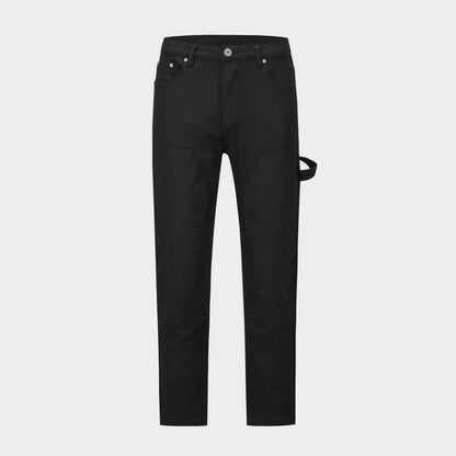 Mens Double Knee Denim Pants In Black