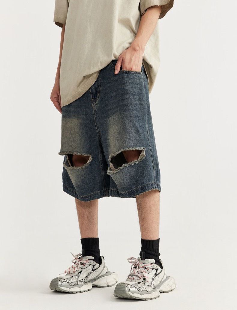 Unisex Ripped Denim Jorts