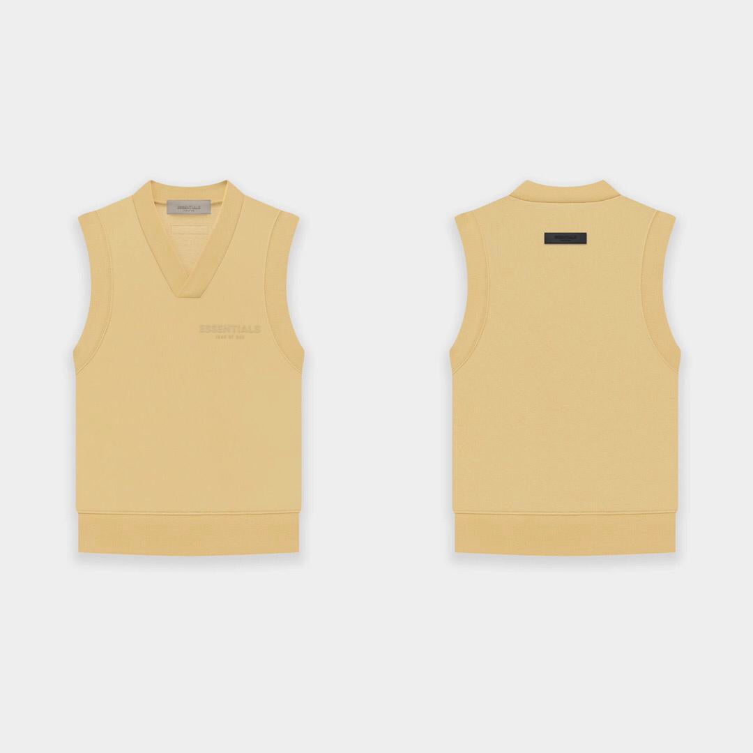 Fear Of God Essentials Sweater Vest In Yellow